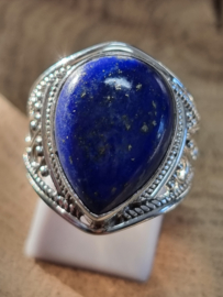 Echt zilveren ring met Lapis Lazulli steen maat 18