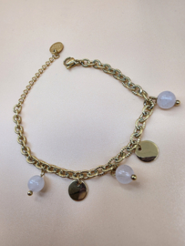 Biba Lief en Joliet armband, stainless steel, goud.