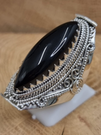 ring echt zilver met zwarte onyx. Maat 20