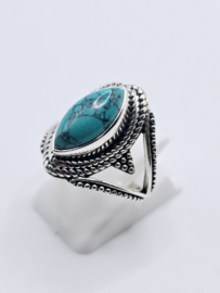 Echt zilveren ring met Turquoise maat 17