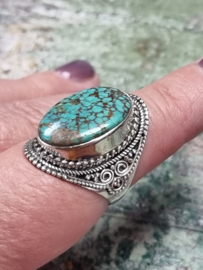 Echt zilveren ring met Turquoise maat 18.5