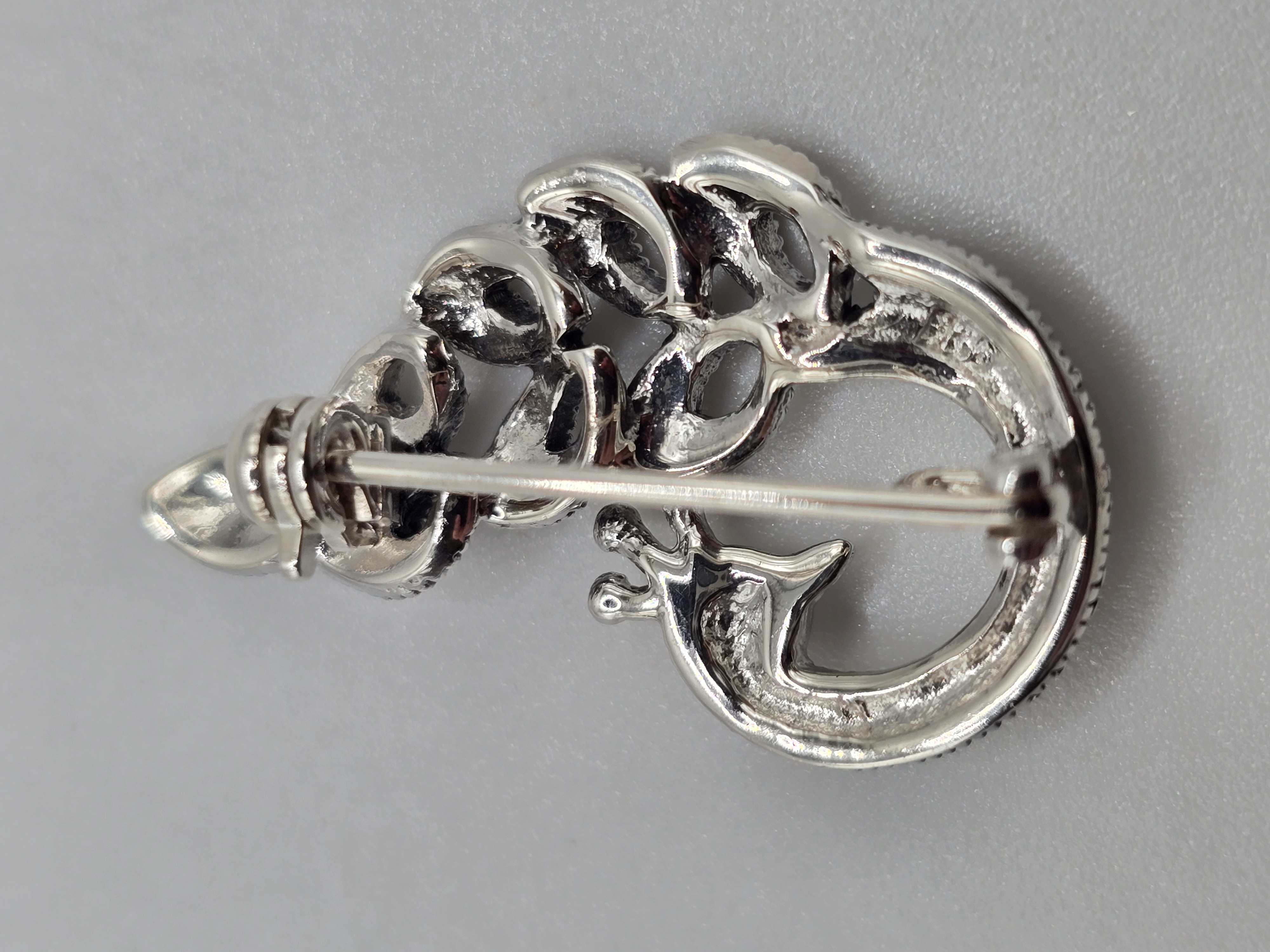 925 zilveren broche, vogel/ pauw met Marcasiet