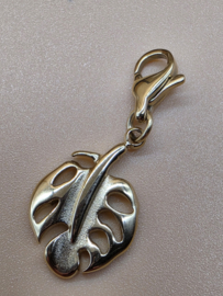 RVS charm Blad. Goud.