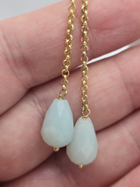 Echt zilveren oorbellen met Amazoniet goud plating
