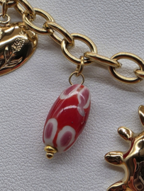 collier met zon, klaver, hart, vogel, bloem, geglazuurd keramiek, hars