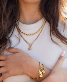 Letter & birthstone Necklace gold