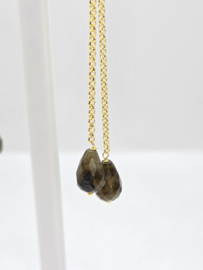 Echt zilveren oorbellen met Labradoriet goud plating