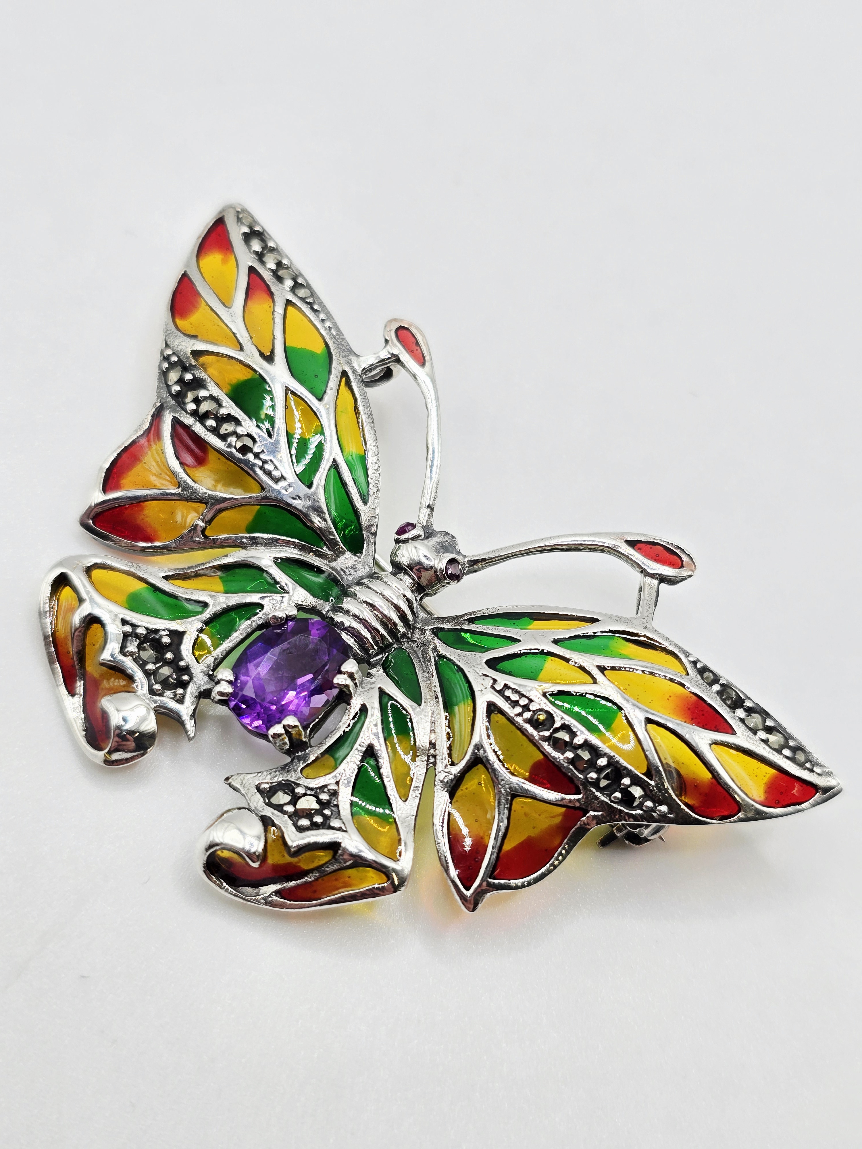 925 zilveren broche, met Amethist