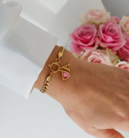 Letter & birthstone bracelet Gold