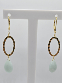 Echt zilveren oorbellen met Amazoniet goud plating