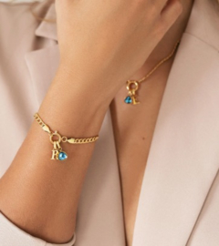 Letter & birthstone bracelet Gold