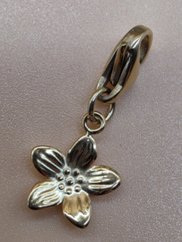 RVS charm. Bloem. Goud.
