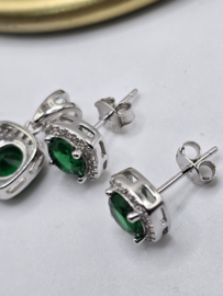 Echt zilveren set, zirkonia, silver/groen MDZ25