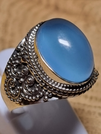 Chalcedoon ring 925 zilver, maat 18.5