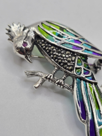 925 zilveren broche, vogel, groot model
