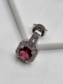 Echt zilveren set, zirkonia, silver/fuchsia. MDZ3