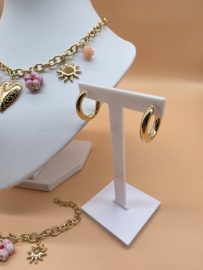 Armband met  harsbloemen, keramiek, zon, hart