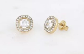 Oorknopjes - vierkant kristal- en zirkoonoxiden