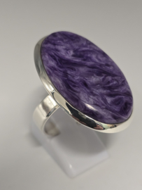 Echt zilveren ring met Charoiet, maat 20