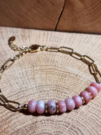 Chunky armband met steentjes pink Stone