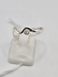Echt zilveren dames ring Maat 19 met zirconia