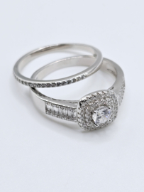 Echt zilveren ring  set met Zirkonia Silver Maat 17  MDZ14