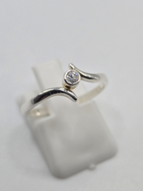 Echt zilveren dames ring Maat 19 met zirconia