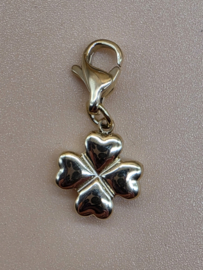 RVS charm. Klaver. Goud.