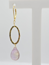 Echt zilveren oorbellen met Amethist goud plating