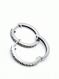 Echt zilveren Creolen met zilveren zirkonia 20 mm