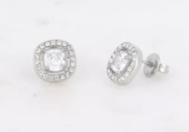 Oorknopjes - vierkant kristal- en zirkoonoxiden