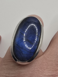 Echt zilveren ring met Labradoriet maat 18.5