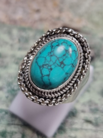 Echt zilveren ring met Turquoise maat 17.5