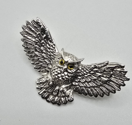 zware echt zilveren broche uil.