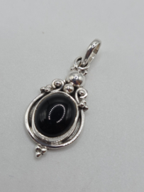 Echt zilveren hanger met Onyx, fantasie druppel