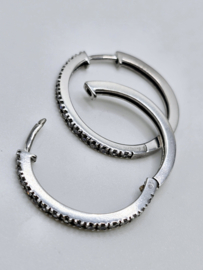Echt zilveren Creolen met bruine zirkonia 20 mm