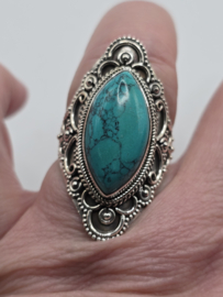 Echt zilveren ring met Turquoise maat 19.5