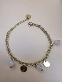Biba Lief en Joliet armband, stainless steel, goud.