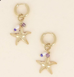 Creolen met bedeltjes zeesterren, zoetwaterparels, natuurlijke stenen