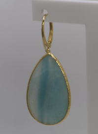 Echt zilveren oorbellen met Amazoniet, goud plating