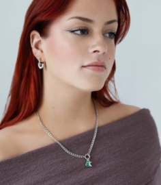 Letter & birthstone Necklace Silver