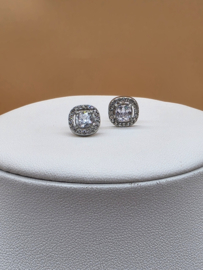 Oorknopjes - vierkant kristal- en zirkoonoxiden