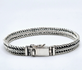 Echt zilveren zware schakelarmband,  20 cm