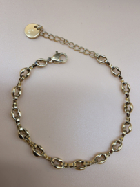 Biba Lief en Joliet armband, stainless steel, goud.