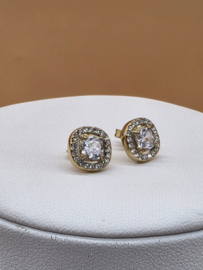 Oorknopjes - vierkant kristal- en zirkoonoxiden