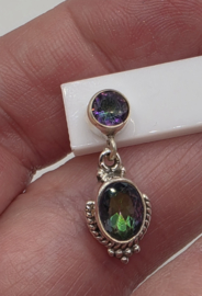 Echt zilveren oorbellen, Mystic Topaas