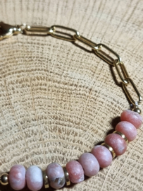 Chunky armband met steentjes pink Stone