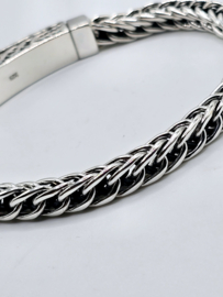 Echt zilveren zware schakelarmband, bijzondere sluiting 22 cm