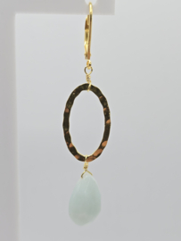 Echt zilveren oorbellen met Amazoniet goud plating