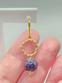 Echt zilveren oorbellen met Amethist goud plating